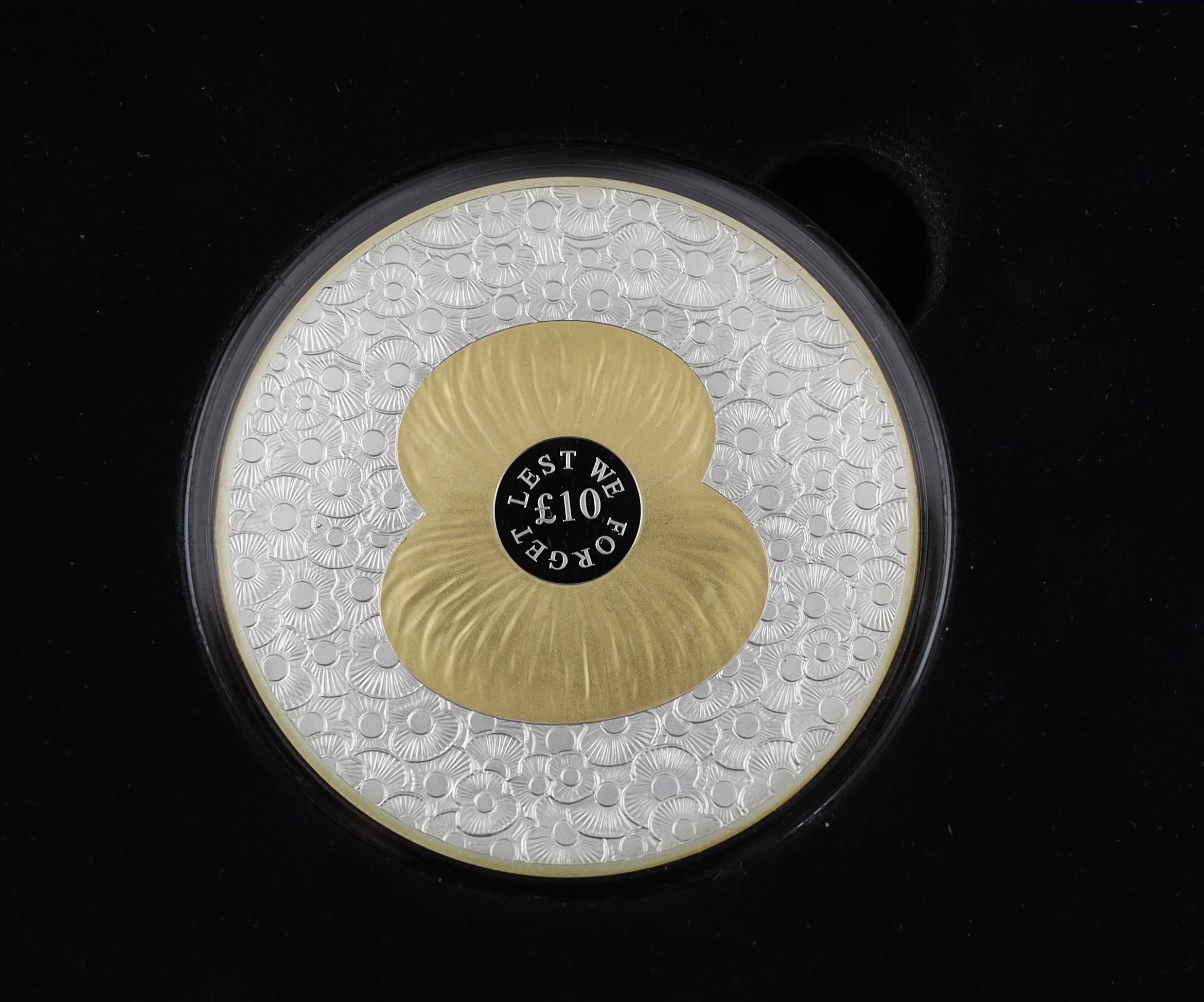 QEII and modern commemorative proof silver coins - Jersey 2014 2oz. ‘100 poppies’ coin, the First World War Centenary 2oz. numisproof, two London Mint 2009 Tristan de Cunha £5 coins, Royal Mint 2009 countdown XXX Olympia